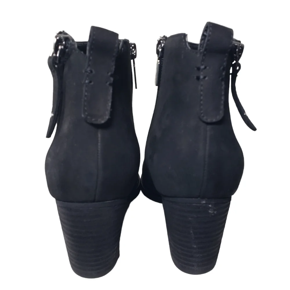 Aqua College Nancy Black Nubuck Waterproof Zip Closed Toe Booties Sz 11M